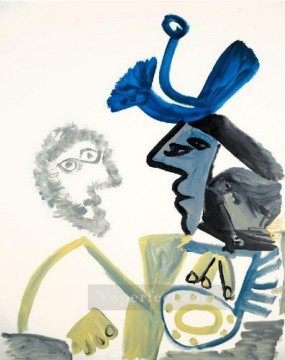 抽象的かつ装飾的 Painting - Deux Bustes de profile I 1972 キュビズム